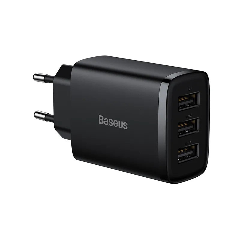 BASEUS ® Ładowarka Sieciowa Compact 3X Usb 17W Czarny Hurtownia Sklep Tylko dziś