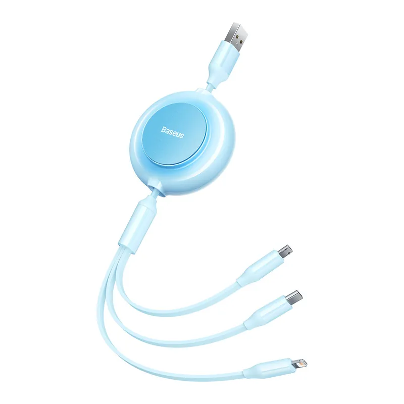 BASEUS ® Kabel Przewód 3W1 Ze Zwijaczem Usb Microusb Apple Hurtownia Sklep Wyprzedaż