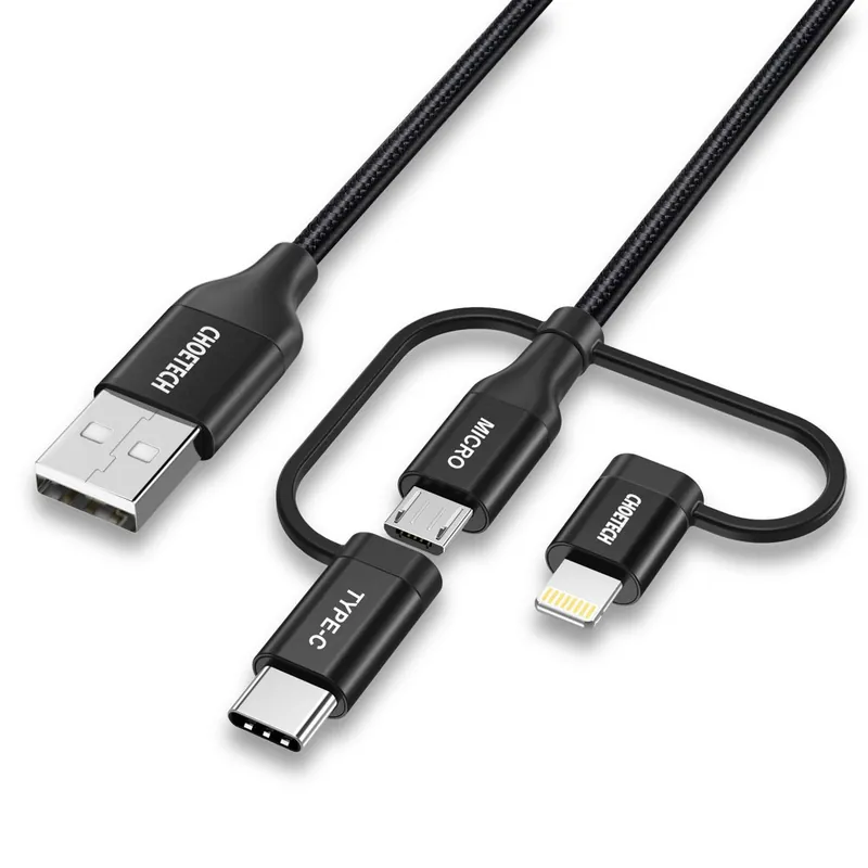 Ograniczona ilość CHOETECH ® Kabel Usb Mfi Lightning Usb Typ C Micro Usb 3W1 1.2 M C Hurtownia Skl