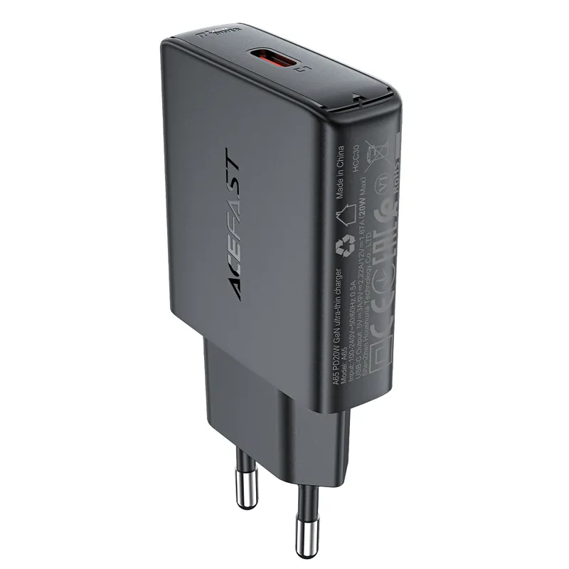 ACEFAST ® Mała Płaska Ładowarka Sieciowa Gan Pd 20W Usb-C Czarna Hurtownia Sklep Zamów dziś