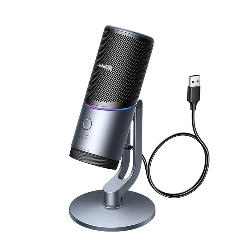 UGREEN ® Mikrofon Stojący Na Biurko Usb-A Rgb Led Srebrny Hurtownia Dropshipping Wysoka jakość