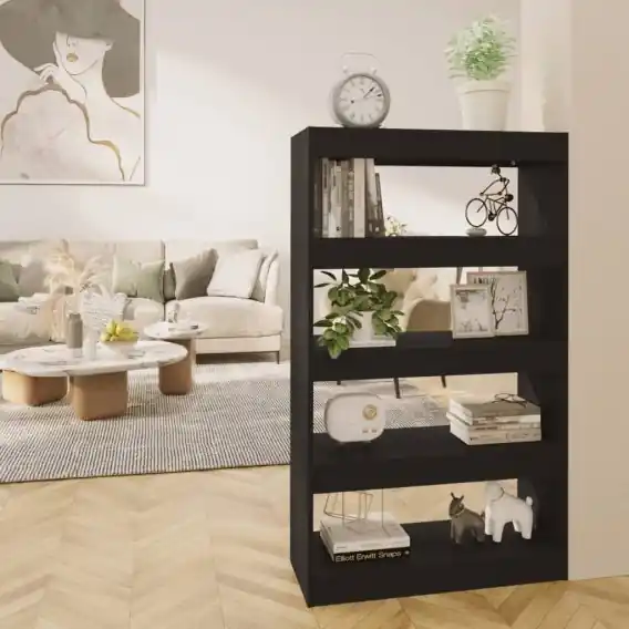 Kup online Regał na książki/przegroda, czarny, 80x30x135 cm, płyta wiórowa Lumarko! - Hurtownia wielobranżowa Lumarko