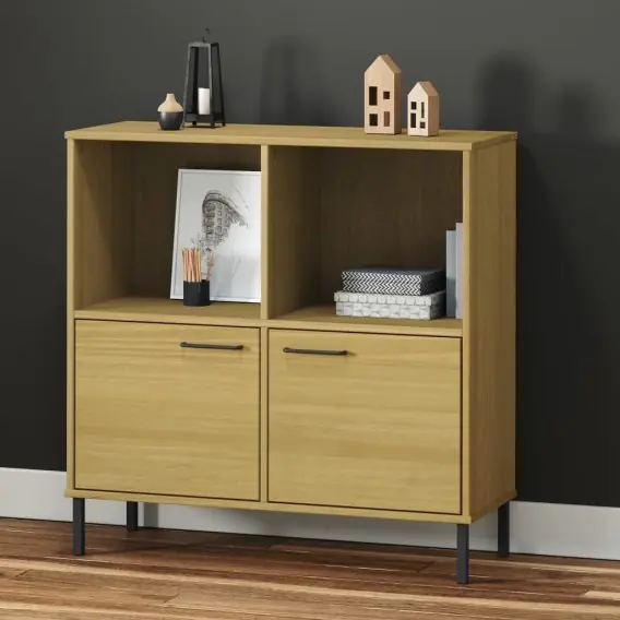 Regał OSLO, metalowe nóżki, brązowy, 90x35x90,5 cm, drewno Lumarko! - Hurtownia wielobranżowa Lumarko Tylko do końca tygodnia