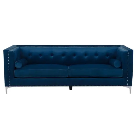 Sofa dla 3 osób AVALDSENES Welur Granatowy Lumarko Tani