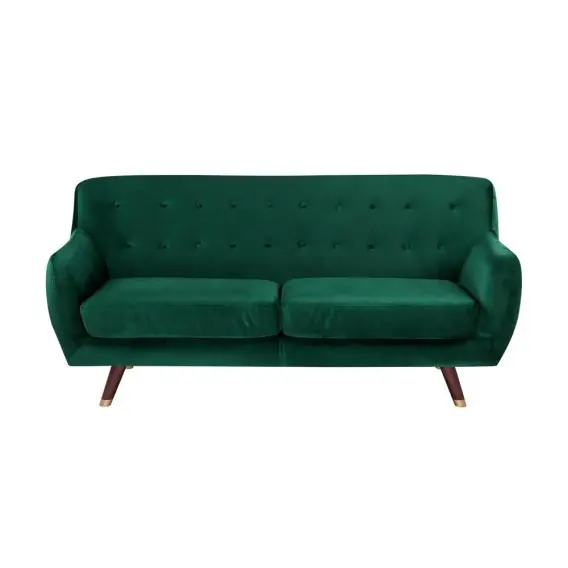 Taniej Sofa 3-osobowa Welurowa Zielona Bodo - Elegancka Kanapa Lumarko