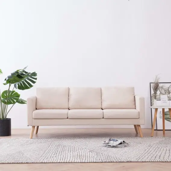 Sofa 3-osobowa, materiałowa, kremowa Lumarko! - Hurtownia wielobranżowa Lumarko Obniżka ceny