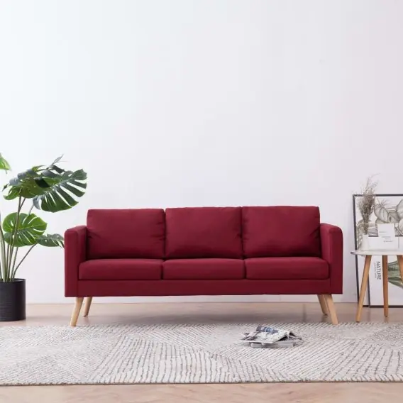 Tani Sofa 3-osobowa, tapicerowana tkaniną, kolor czerwonego wina Lumarko! - Hurtownia wielobranżowa Lumarko