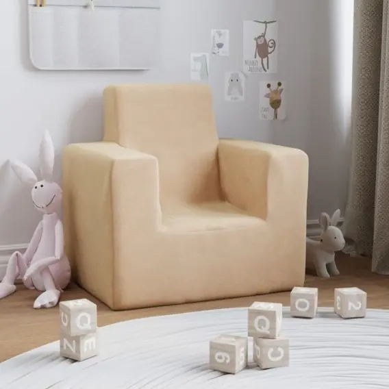 Sofa dziecięca, kremowa, miękki plusz Lumarko! - Hurtownia wielobranżowa Lumarko Dostępne od ręki