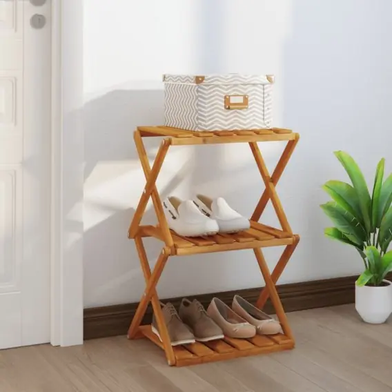 Wyjątkowa oferta Składany regał z 3 półkami, brąz, 43x31x63 cm, drewno akacjowe Lumarko! - Hurtownia wielobranżowa Lumarko