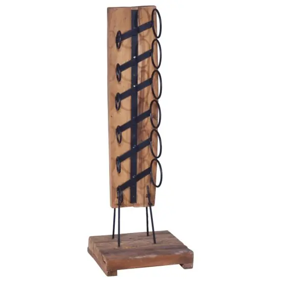 Darmowy zwrot Stojak na 6 butelek wina, 35x35x100 cm, lite drewno tekowe Lumarko! - Hurtownia wielobranżowa Lumarko