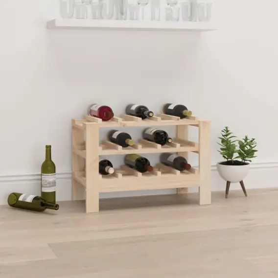 Bezpieczne zakupy Stojak na wino, 61,5x30x42 cm, lite drewno sosnowe Lumarko! - Hurtownia wielobranżowa Lumarko