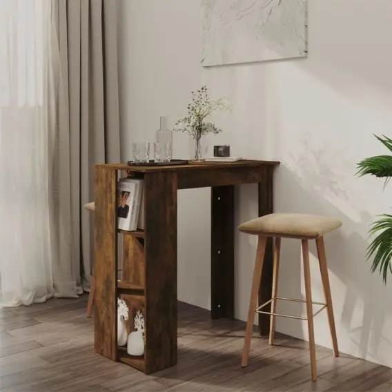 Bestseller Stolik barowy z półkami, przydymiony dąb, 102x50x103,5 cm Lumarko! - Hurtownia wielobranżowa Lumarko