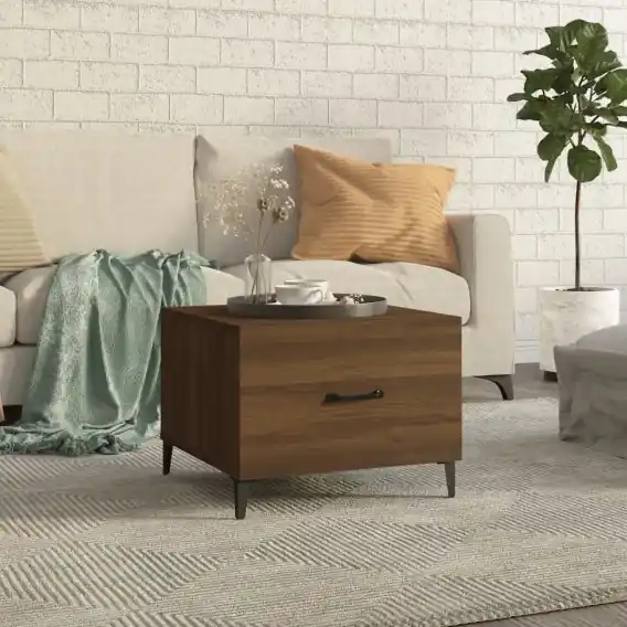 Stolik kawowy z metalowymi nogami, brązowy dąb, 50x50x40 cm Lumarko! - Hurtownia wielobranżowa Lumarko Wyprzedaż