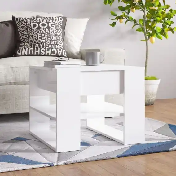 Szybka wysyłka Stolik kawowy, biały o wysokim połysku, 55,5x55x45 cm Lumarko! - Hurtownia wielobranżowa Lumarko