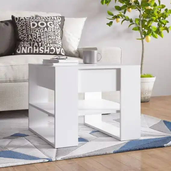 Stolik kawowy, biały, 55,5x55x45 cm, materiał drewnopochodny Lumarko! - Hurtownia wielobranżowa Lumarko Tylko dziś
