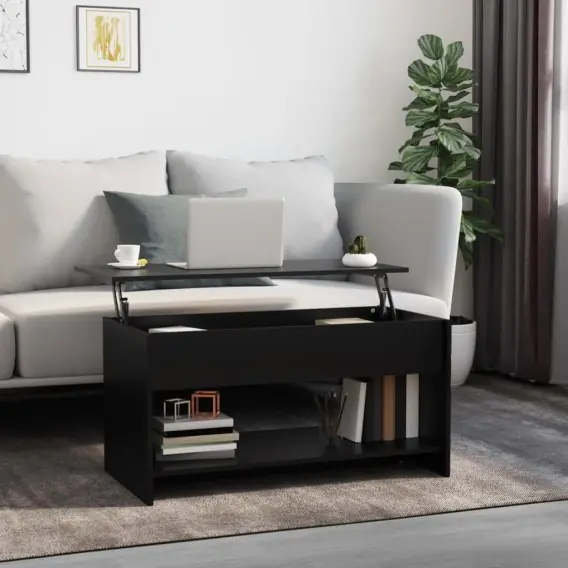 Promocja Stolik kawowy, czarny, 102x50x52,5 cm, materiał drewnopochodny Lumarko! - Hurtownia wielobranżowa Lumarko