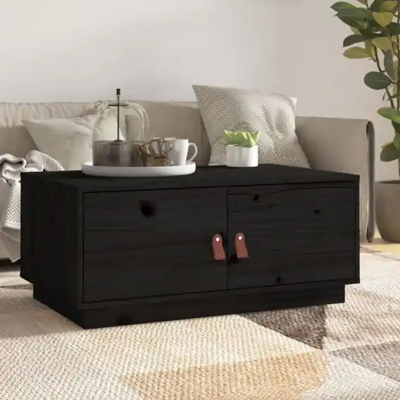 Premium Stolik kawowy, czarny, 80x50x35 cm, lite drewno sosnowe Lumarko! - Hurtownia wielobranżowa Lumarko