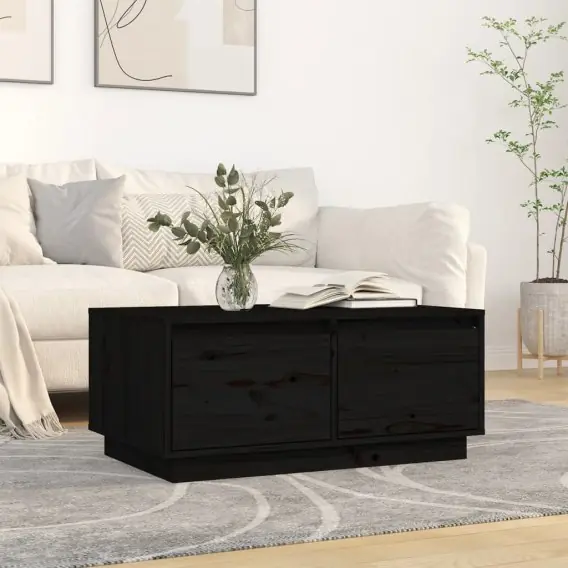 Wyjątkowa oferta Stolik kawowy, czarny, 80x50x35 cm, lite drewno sosnowe Lumarko! - Hurtownia wielobranżowa Lumarko