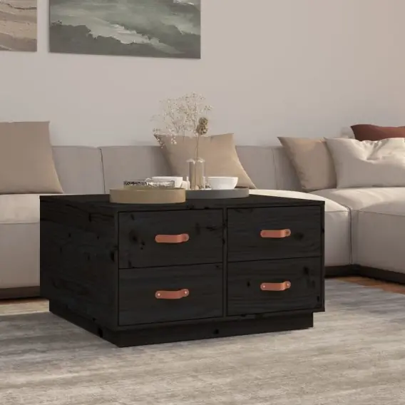 Stolik kawowy, czarny, 80x80x45 cm, lite drewno sosnowe Lumarko! - Hurtownia wielobranżowa Lumarko Niska cena
