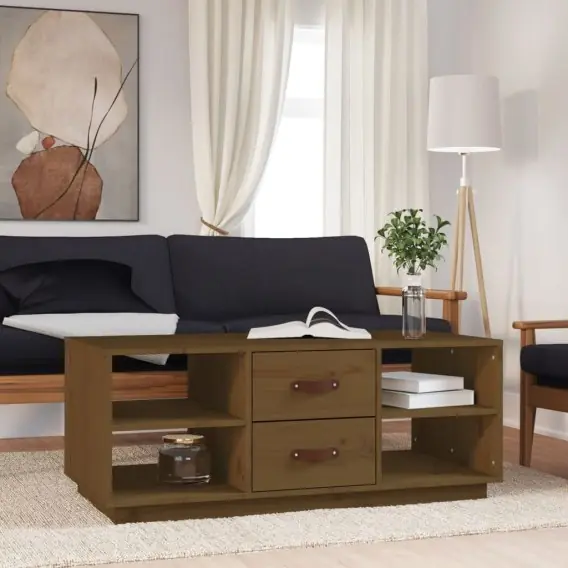 Szybka dostawa Stolik kawowy, miodowy brąz, 100x50x41 cm, lite drewno sosnowe Lumarko! - Hurtownia wielobranżowa Lumarko