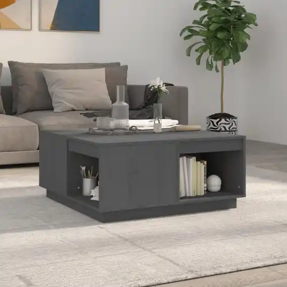 Nowy Stolik kawowy, szary, 80x81x36,5 cm, lite drewno sosnowe Lumarko! - Hurtownia wielobranżowa Lumarko