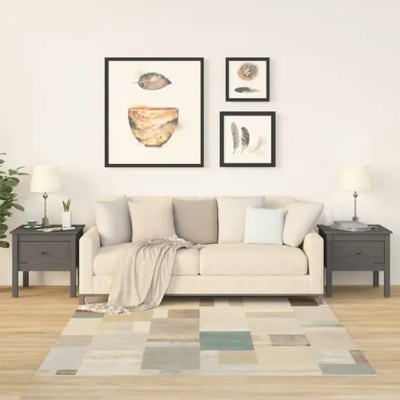 Stoliki boczne, 2 szt., szare, 50x50x49 cm, lite drewno sosnowe Lumarko! - Hurtownia wielobranżowa Lumarko Rabat