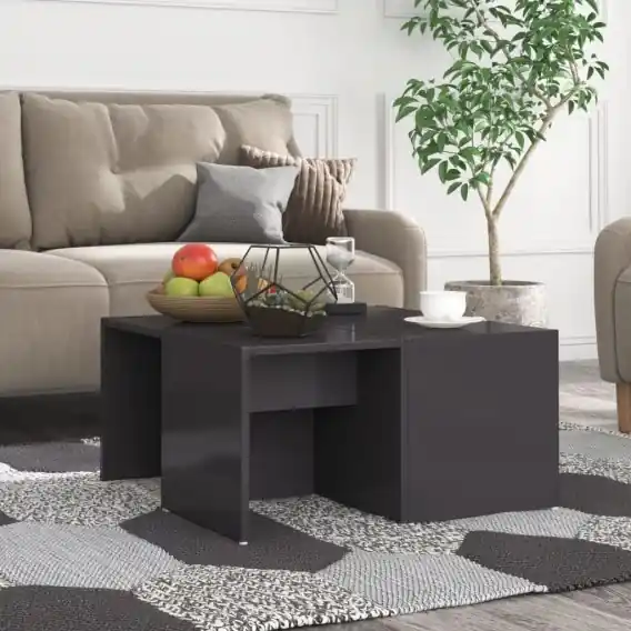 Stoliki kawowe, 4 szt., szare, połysk, 33x33x33 cm, płyta Lumarko! - Hurtownia wielobranżowa Lumarko Nie przegap