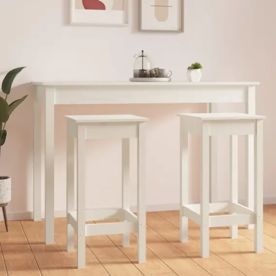 Stołki barowe, 2 szt., białe, 40x40x78 cm, lite drewno sosnowe Lumarko! - Hurtownia wielobranżowa Lumarko Zniżka