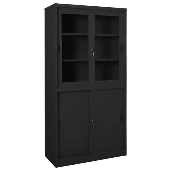 Szafa biurowa z przesuwnymi drzwiami, antracytowa, 90x40x180 cm Lumarko! - Hurtownia wielobranżowa Lumarko Wyprzedaż