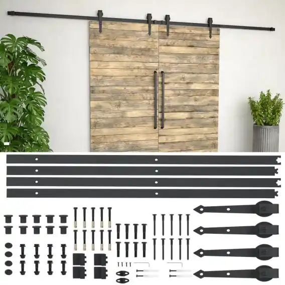System do mocowania drzwi przesuwnych, 2 x 183 cm, stal, czarny Lumarko! - Hurtownia wielobranżowa Lumarko Oferta