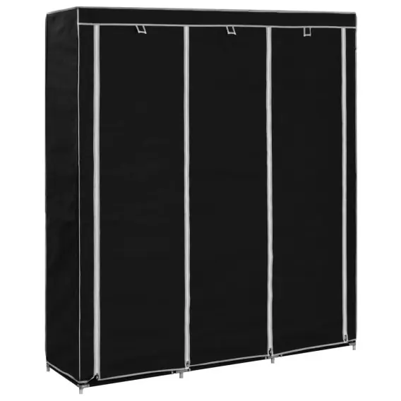 Szafa z przegrodami i drążkami, czarna, 150x45x175 cm, tkanina Lumarko! - Hurtownia wielobranżowa Lumarko Zniżka
