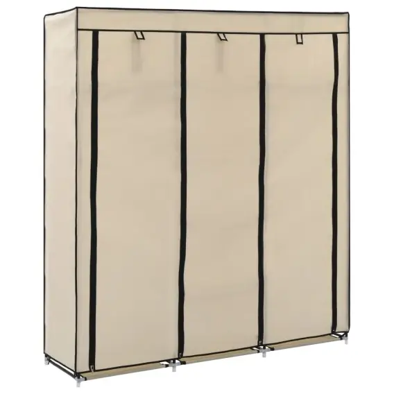 Szafa z przegrodami i drążkami, kremowa, 150x45x175 cm, tkanina Lumarko! - Hurtownia wielobranżowa Lumarko Oferta
