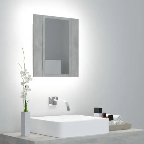 Dodaj do koszyka Szafka łazienkowa z lustrem i LED, szarość betonu, 40x12x45 cm Lumarko! - Hurtownia wielobranżowa Lumarko