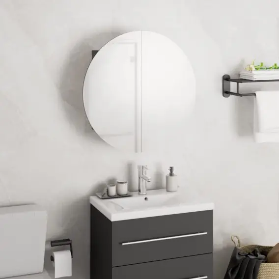 Szafka łazienkowa z lustrem i LED, szary, 40x40x17,5 cm Lumarko! - Hurtownia wielobranżowa Lumarko Obniżka ceny