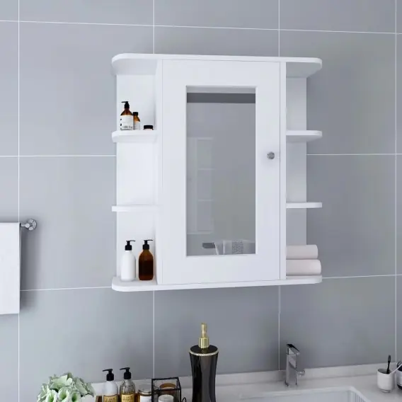 Szafka łazienkowa z lustrem, biała, 66x17x63 cm, MDF Lumarko! - Hurtownia wielobranżowa Lumarko Promocja