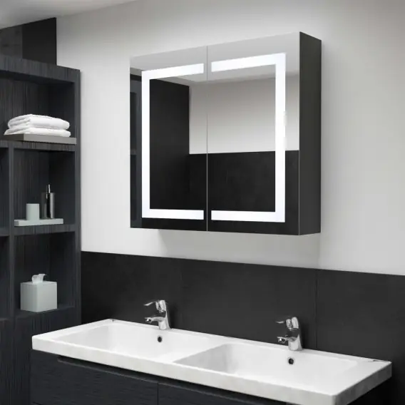 Zamów teraz Szafka łazienkowa z lustrem i LED, 80x12,2x68 cm Lumarko! - Hurtownia wielobranżowa Lumarko