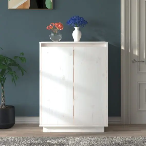 Nie przegap Szafka na buty, biała, 60x35x80 cm, lite drewno sosnowe Lumarko! - Hurtownia wielobranżowa Lumarko