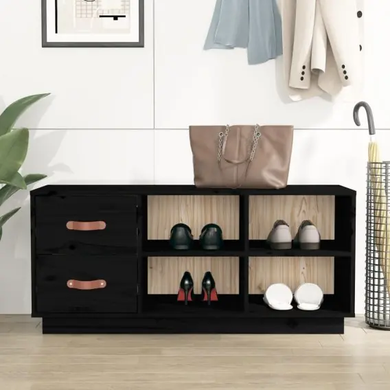 Super okazja Szafka na buty, czarna, 100x34x45 cm, lite drewno sosnowe Lumarko! - Hurtownia wielobranżowa Lumarko