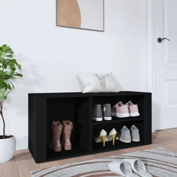 Sprawdź teraz Szafka na buty, czarna, 100x35x45 cm, materiał drewnopochodny Lumarko! - Hurtownia wielobranżowa Lumarko