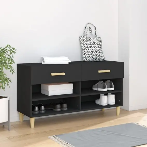 Szafka na buty, czarna, 102x35x55 cm, materiał drewnopochodny Lumarko! - Hurtownia wielobranżowa Lumarko Popularny