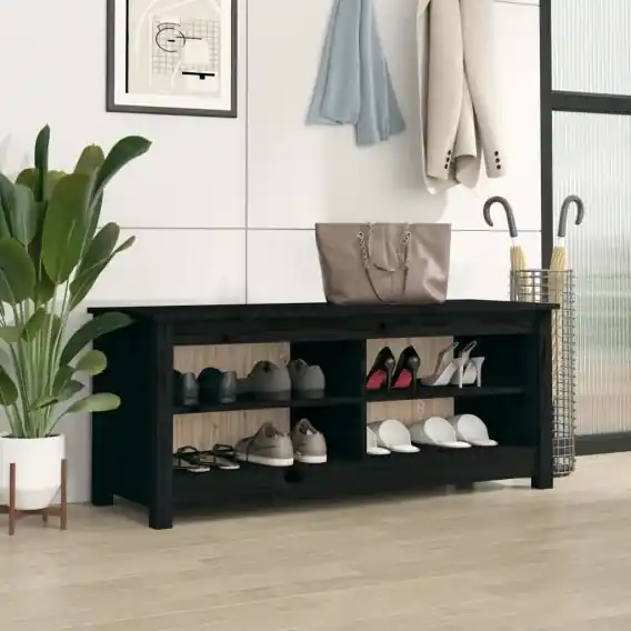 Szafka na buty, czarna, 110x38x45,5 cm, drewno sosnowe Lumarko! - Hurtownia wielobranżowa Lumarko Taniej