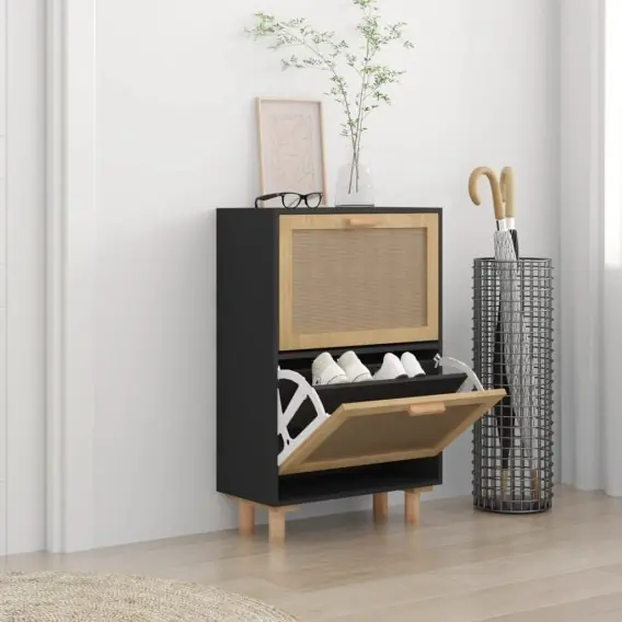 Wysoka jakość Szafka na buty, czarna, 52x25x80 cm, materiał drewnopochodny Lumarko! - Hurtownia wielobranżowa Lumarko