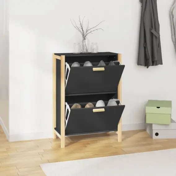 Oferta Szafka na buty, czarna, 57,5x33x80 cm, materiał drewnopochodny Lumarko! - Hurtownia wielobranżowa Lumarko