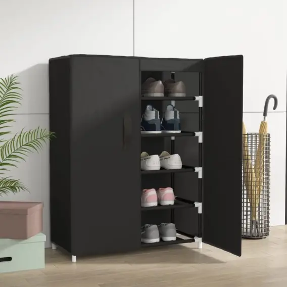 Szafka na buty, czarna, 60x28x90 cm, materiałowa Lumarko! - Hurtownia wielobranżowa Lumarko Bezpieczne zakupy