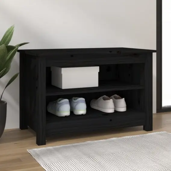 Hit cenowy Szafka na buty, czarna, 70x38x45,5 cm, drewno sosnowe Lumarko! - Hurtownia wielobranżowa Lumarko