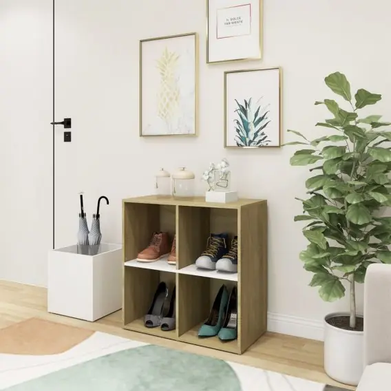Wybór klientów Szafka na buty, kolor biel i dąb sonoma, 105x35,5x70 cm, płyta Lumarko! - Hurtownia wielobranżowa Lumarko