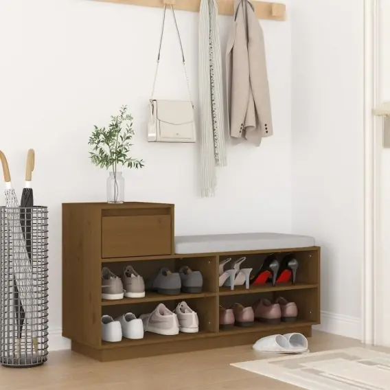 Szafka na buty, miodowy brąz, 110x34x61 cm, lite drewno sosnowe Lumarko! - Hurtownia wielobranżowa Lumarko Darmowy zwrot