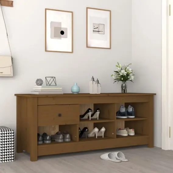 Nowość Szafka na buty, miodowy brąz, 110x38x45,5 cm, drewno sosnowe Lumarko! - Hurtownia wielobranżowa Lumarko