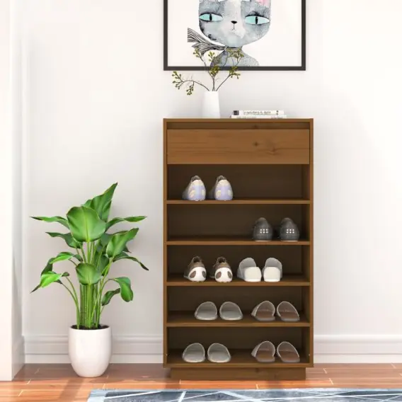 Wysoka jakość Szafka na buty, miodowy brąz, 60x34x105 cm, lite drewno sosnowe Lumarko! - Hurtownia wielobranżowa Lumarko