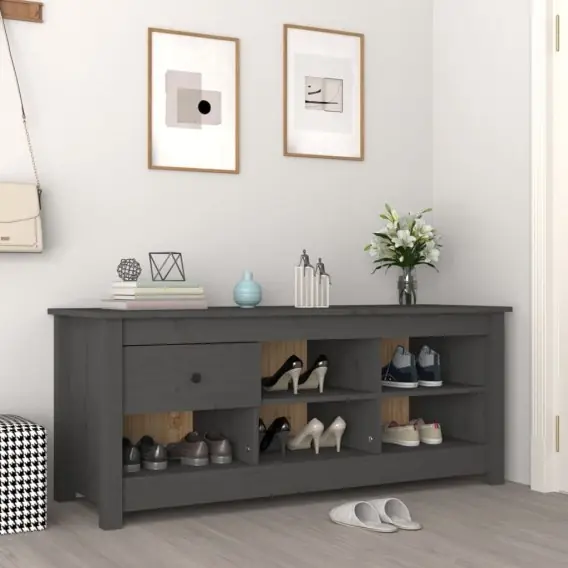 Tylko do końca tygodnia Szafka na buty, szara, 110x38x45,5 cm, lite drewno sosnowe Lumarko! - Hurtownia wielobranżowa Lumarko